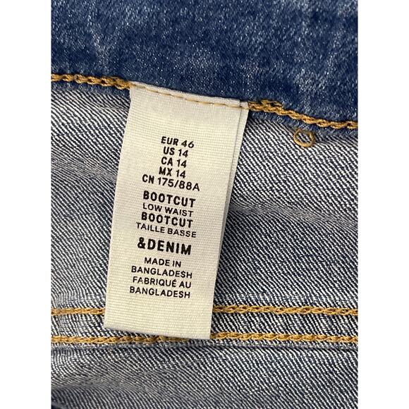 & Denim Low Waist Boot Cut Medium Blue Jeans Size 14 Pre-owned - Picture 3 of 9